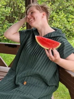 Keltainen Design aikuisten kylpyviitta, Vihre&auml;