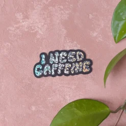 Pikku paperi I Need Caffeine tarra